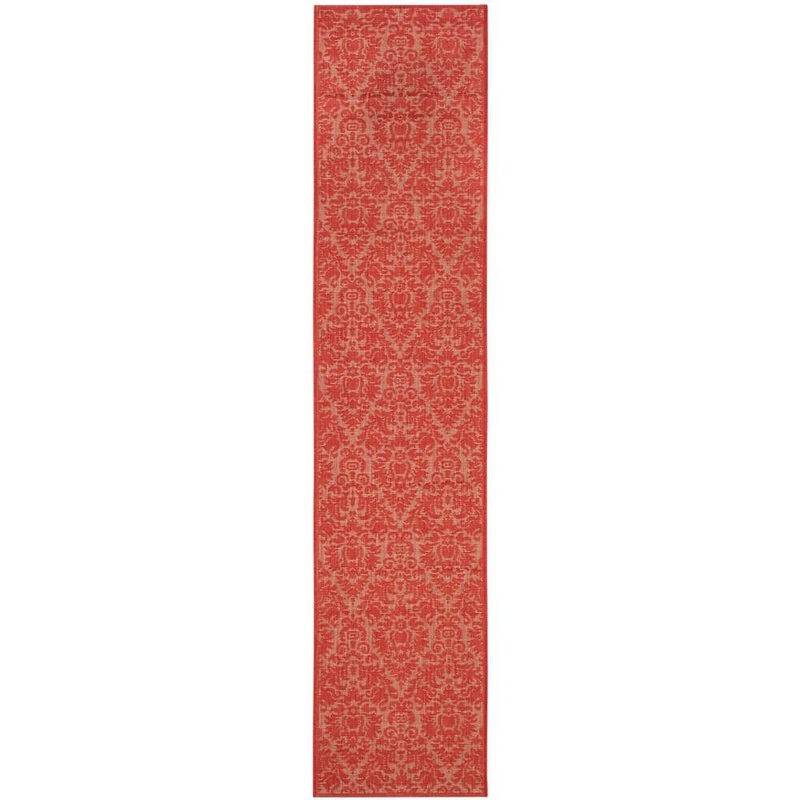 SAFAVIEH Courtyard Red 2 ft. x 10 ft. Floral Indoor/Outdoor Patio  Runner Rug CY2714-3777-210