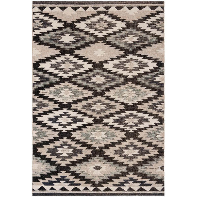 SAFAVIEH Montage Gray/Black 8 ft. x 10 ft. Geometric Indoor/Outdoor Patio  Area Rug MTG216H-8