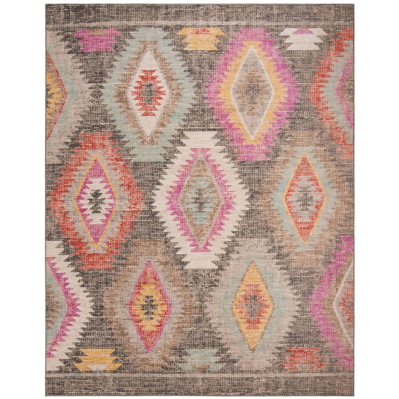 SAFAVIEH Montage Gray/Multi 9 ft. x 12 ft. Geometric Indoor/Outdoor Patio  Area Rug MTG212F-9