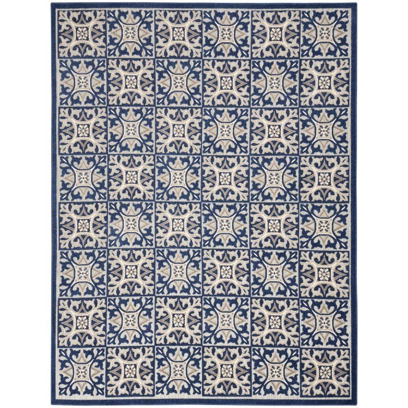 Nourison Aloha Blue 6 ft. x 9 ft. Geometric Contemporary Area Rug 173706
