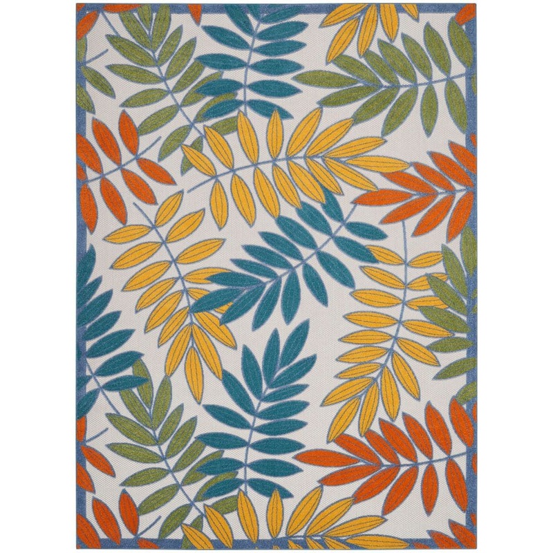 Nourison Aloha Ivory/Multi 12 ft. x 15 ft. Floral Contemporary Indoor/Outdoor Patio Area Rug 829726