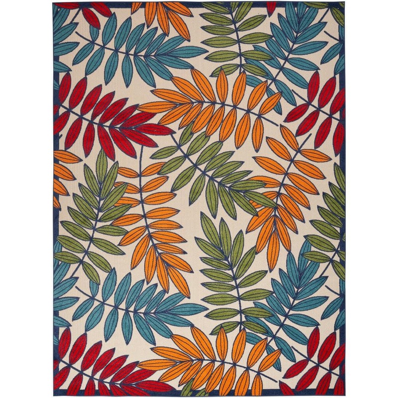 Nourison Aloha Multicolor 12 ft. x 15 ft. Botanical Contemporary Indoor/Outdoor Area Rug 061409