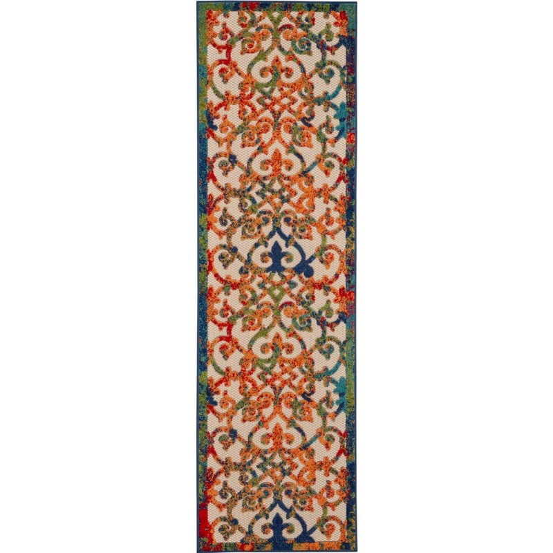 Nourison Aloha Multicolor 2 ft. x 6 ft. Kitchen Runner Moroccan Modern Indoor/Outdoor Patio Area Rug 499349