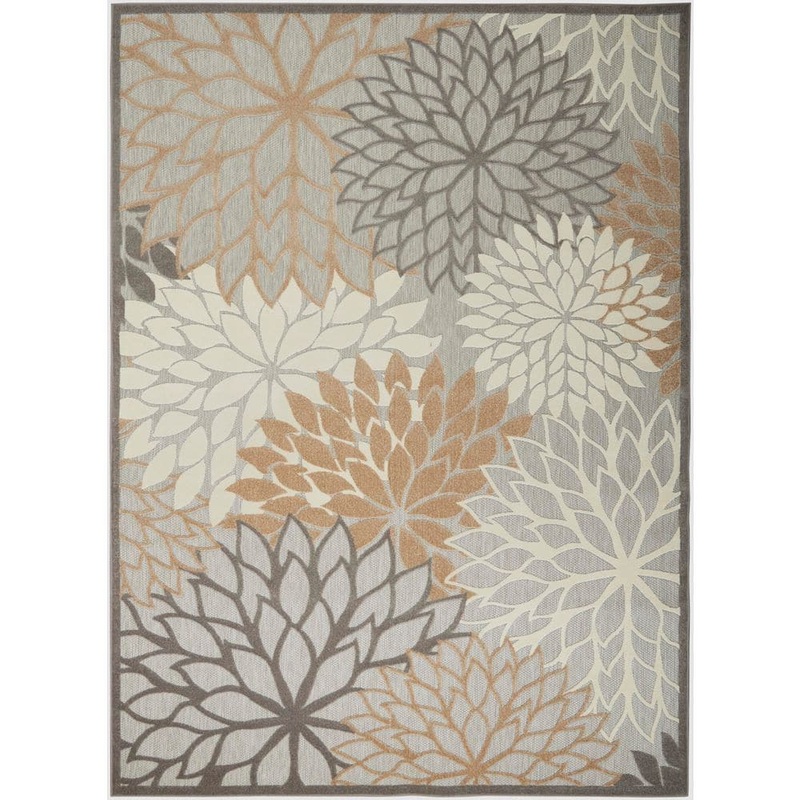 Nourison Aloha Natural 10 ft. x 14 ft. Floral Contemporary Indoor/Outdoor Patio Area Rug 836731
