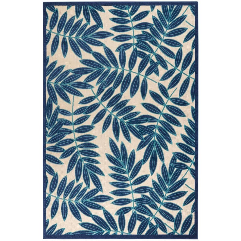 Nourison Aloha Navy Botanical Contemporary Indoor/Outdoor Patio Rug 816832