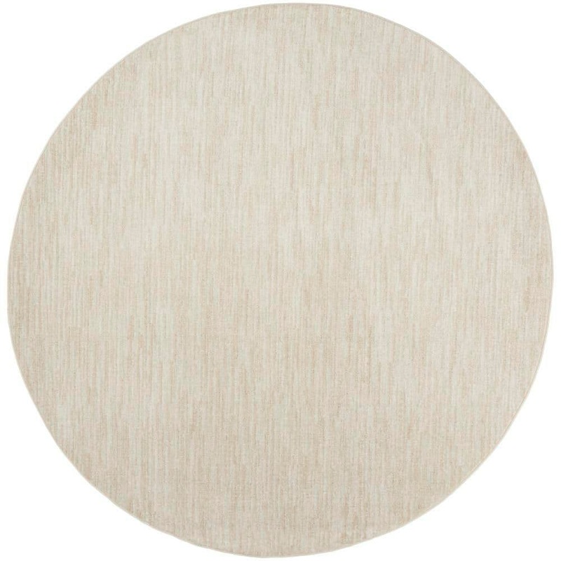 Nourison Essentials 10 ft. x 10 ft. Ivory Beige Solid Contemporary Round Indoor/Outdoor Patio Area Rug 061874