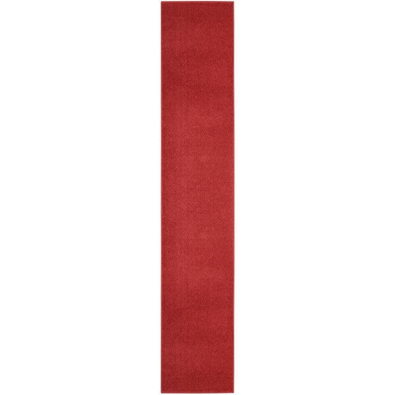 Nourison Essentials 2 ft. x 20 ft. Brick Red Solid Contemporary Kitchen Runner Indoor/Outdoor Area Rug 073433