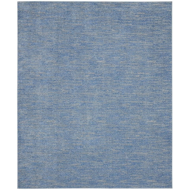 Nourison Essentials 5 ft. x 7 ft. Blue/Gray Solid Contemporary Indoor/Outdoor Patio Area Rug 822802