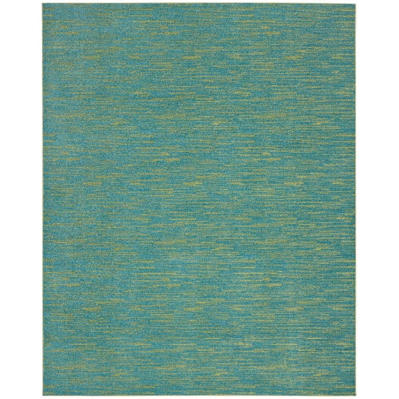 Nourison Essentials 5 ft. x 7 ft. Blue Green Solid Contemporary Indoor/Outdoor Patio Area Rug 823069
