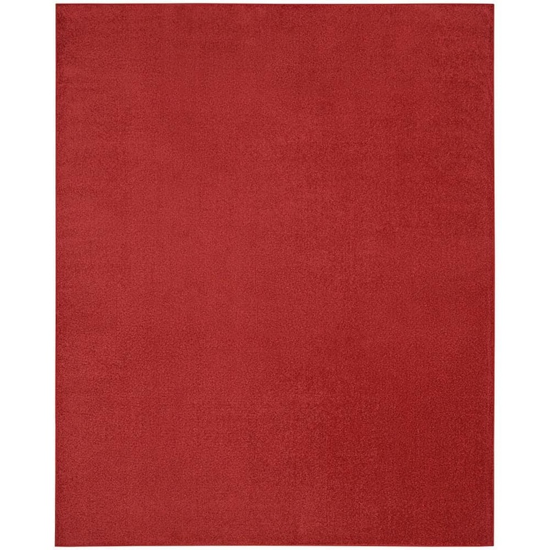 Nourison Essentials 5 ft. x 7 ft. Brick Red Solid Contemporary Indoor/Outdoor Patio Area Rug 823342