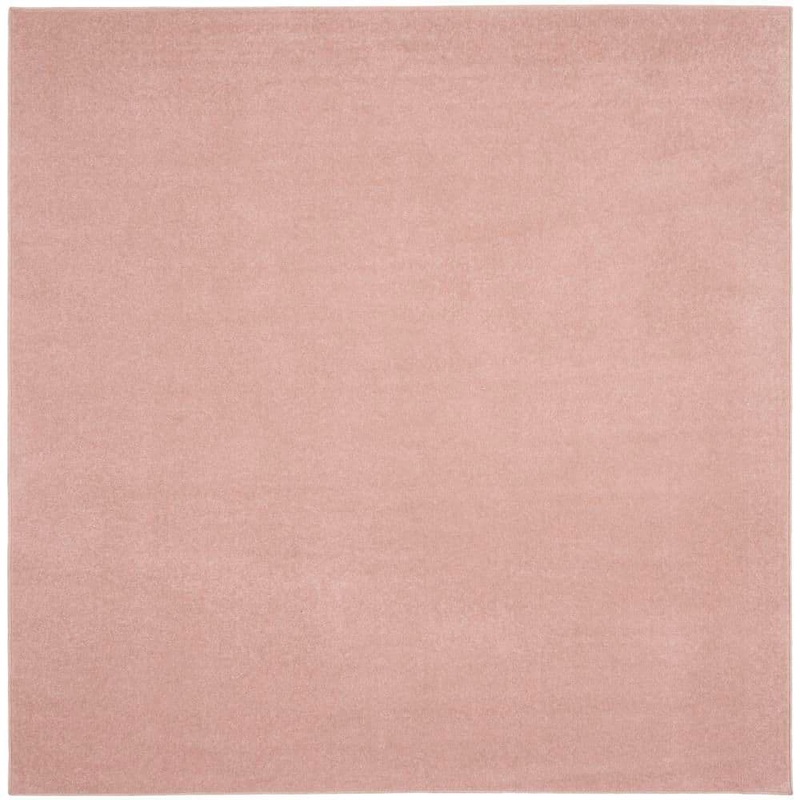Nourison Essentials 7 ft. x 7 ft. Pink Square Solid Indoor/Outdoor Patio Rug 824844