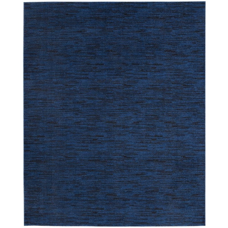 Nourison Essentials 9 ft. x 12 ft. Solid Midnight Blue Contemporary Indoor/Outdoor Patio Area Rug 824240