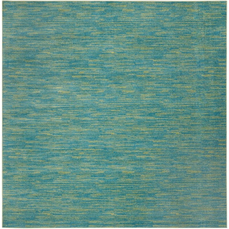Nourison Essentials 9 ft. x 9 ft. Blue Green Square Solid Indoor/Outdoor Area Rug 823243