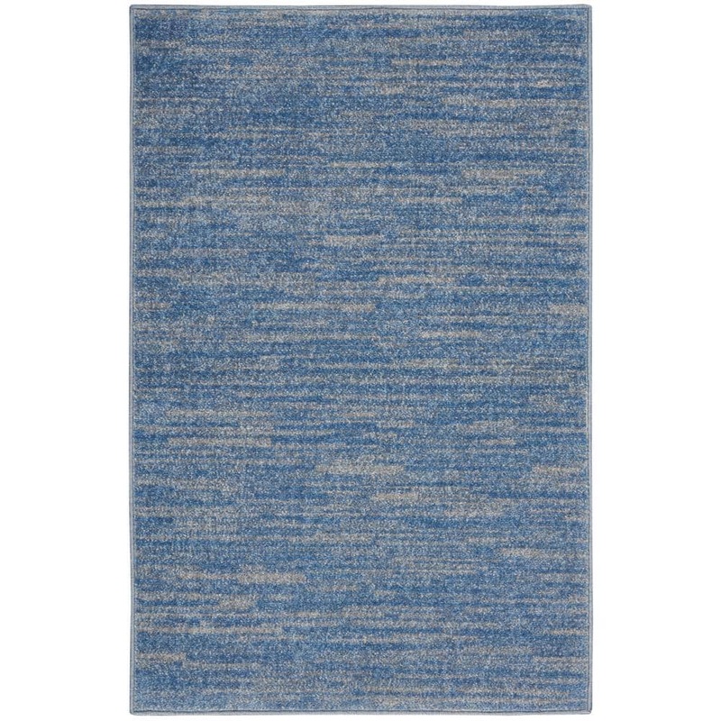 Nourison Essentials doormat 2 ft. x 4 ft. Blue/Gray Solid Contemporary Indoor/Outdoor Patio Kitchen Area Rug 821843