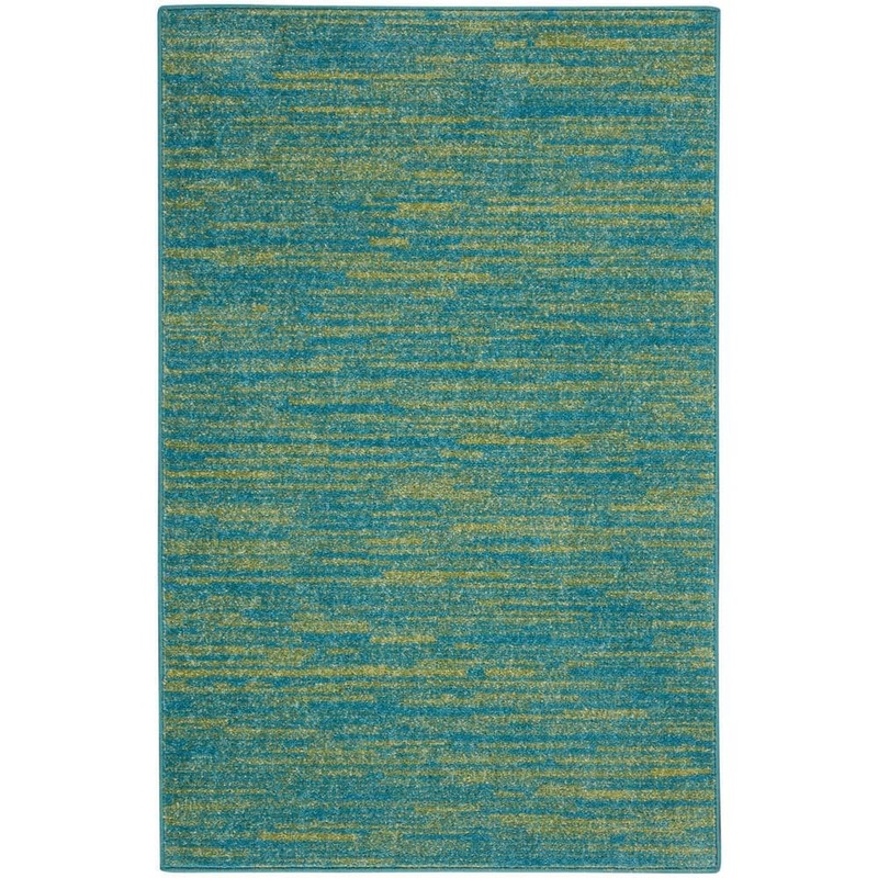 Nourison Essentials doormat 2 ft. x 4 ft. Blue Green Solid Contemporary Indoor/Outdoor Patio Kitchen Area Rug 822987