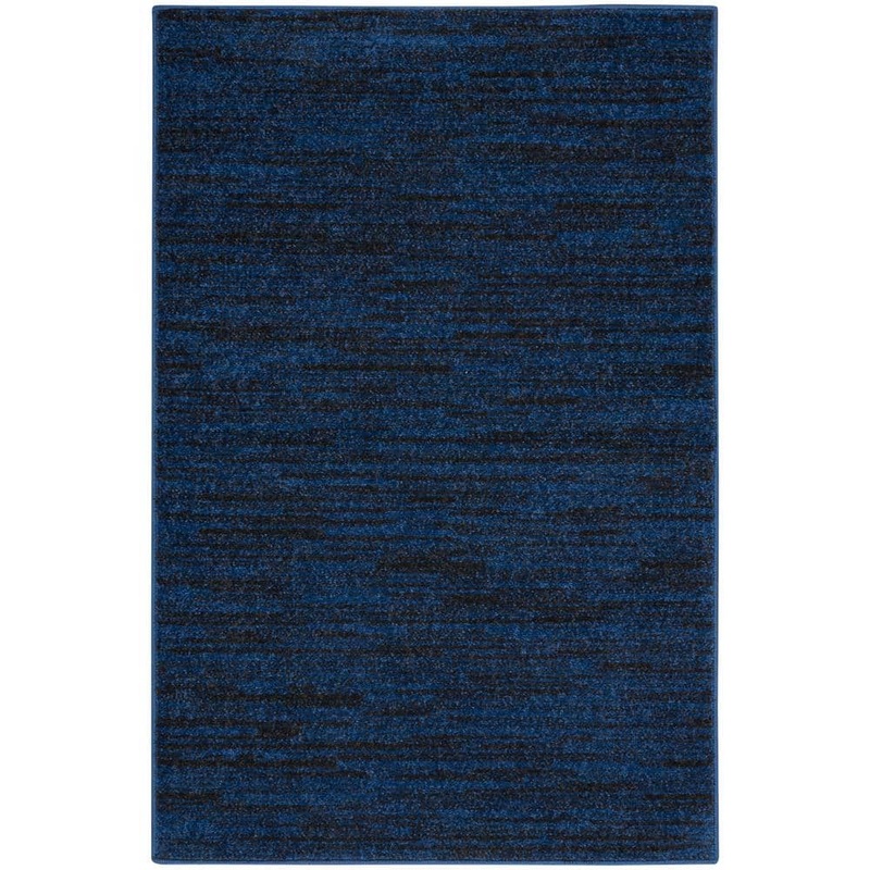 Nourison Essentials doormat 2 ft. x 4 ft. Midnight Blue  Solid Contemporary Indoor/Outdoor Patio Kitchen Area Rug 824097