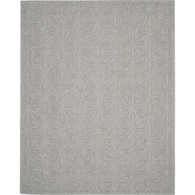 Nourison Palamos Light Grey 7 ft. x 10 ft. Textured Geometric Contemporary Indoor/Outdoor Area Rug 853981