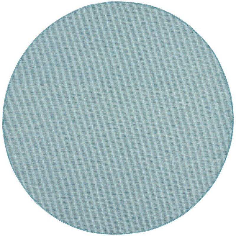 Nourison Positano Aqua 6 ft. x 6 ft. Round Solid Modern Indoor/Outdoor Patio Area Rug 790743