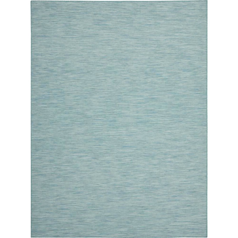 Nourison Positano Aqua 6 ft. x 9 ft. Solid Modern Indoor/Outdoor Patio Area Rug 790750