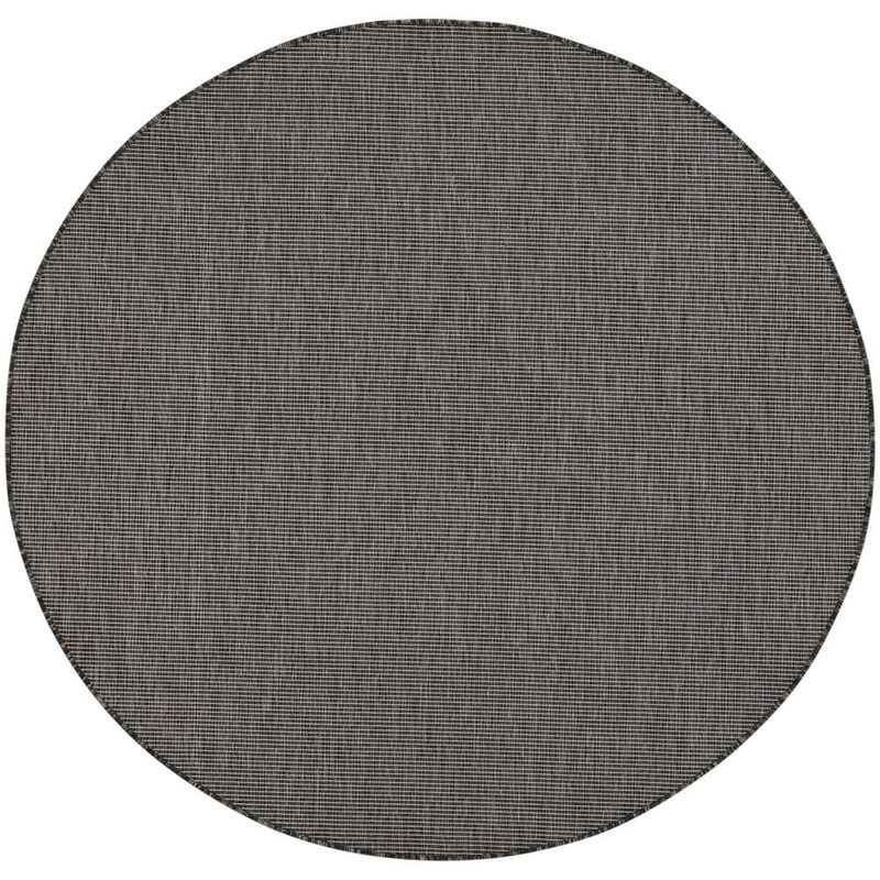 Nourison Positano Charcoal 6 ft. x 6 ft. Round Solid Modern Indoor/Outdoor Patio Area Rug 790934