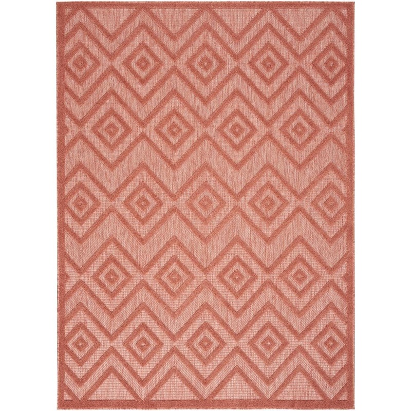 Nourison Versatile Coral/Orange 4 ft. x 6 ft. Geometric Contemporary Indoor/Outdoor Area Rug 043412
