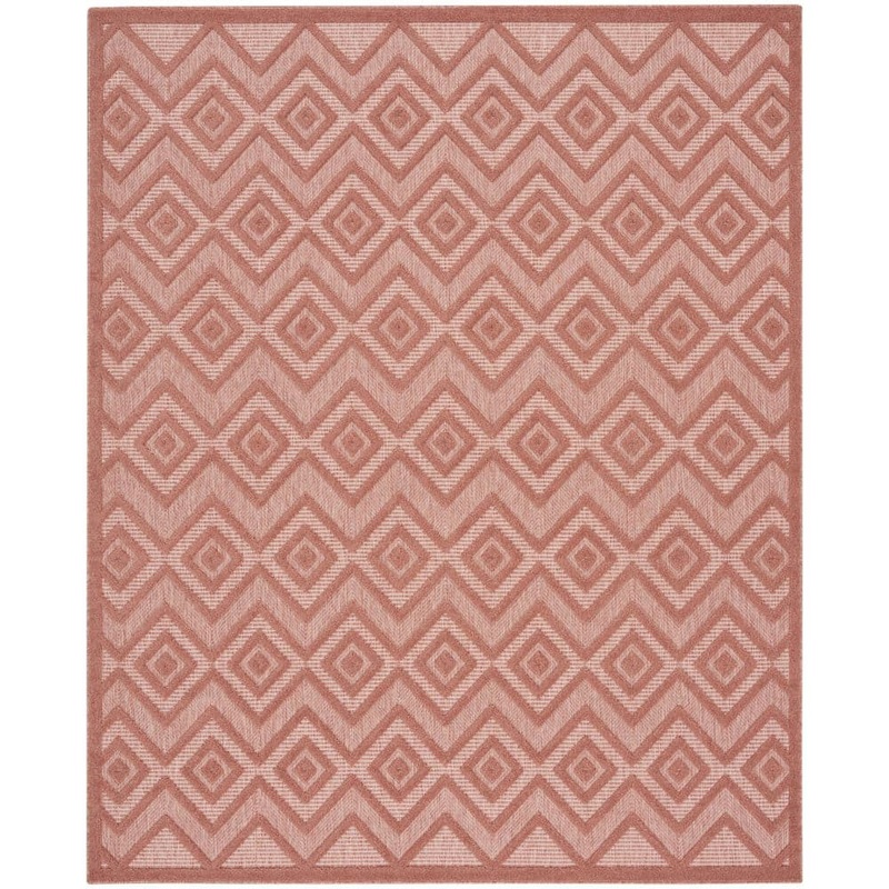Nourison Versatile Coral/Orange 7 ft. x 10 ft. Diamond Geometric Indoor Outdoor Area Rug 044426