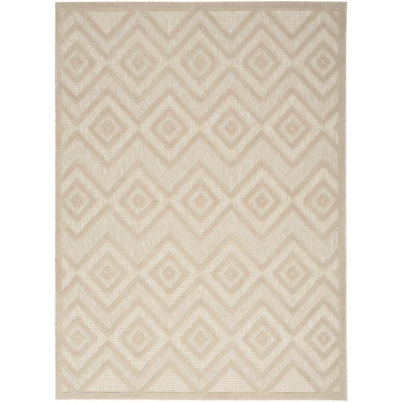 Nourison Versatile Cream 6 ft. x 9 ft. Diamond Contemporary Indoor/Outdoor Area Rug 944948