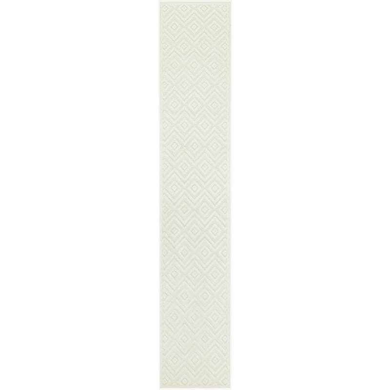 Nourison Versatile Ivory White 2 ft. x 8 ft. Diamond Contemporary Runner Indoor Area Rug 935106