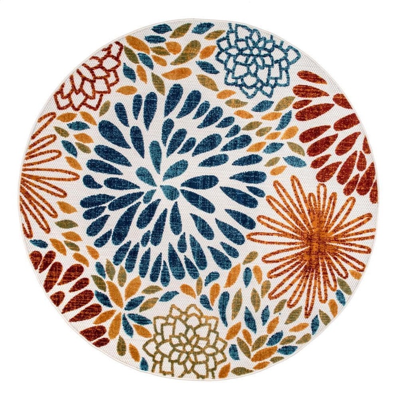 nuLOOM Irina Modern Bohemian Floret Multi 6 ft. Round Indoor/Outdoor Patio Area Rug MLCL03A-R606