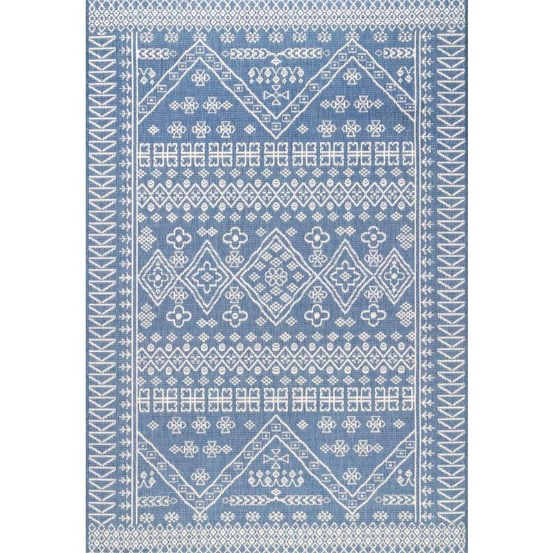 nuLOOM Kandace Tribal Blue 6 ft. x 9 ft. Indoor/Outdoor Patio/Living Room/Bedroom/Dining Room Area Rug OWDN24A-63092