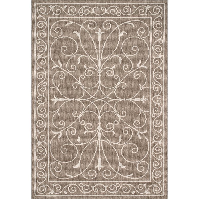nuLOOM Kiah Medallion Beige 5 ft. x 8 ft. Indoor/Outdoor Patio Area Rug OWDN03D-53076