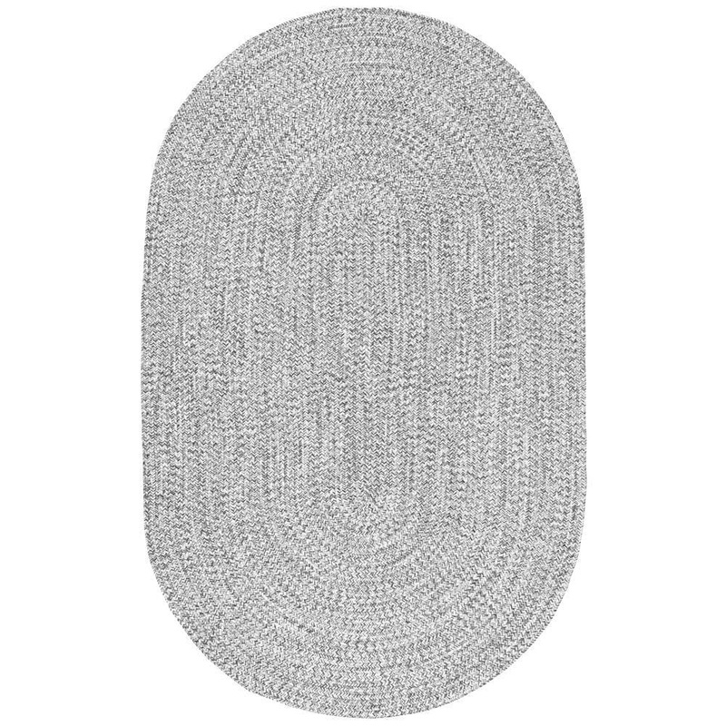 nuLOOM Lefebvre Braided Salt & Pepper Doormat 3 ft. x 5 ft. Indoor/Outdoor Oval Patio Rug HJFV01C-O305