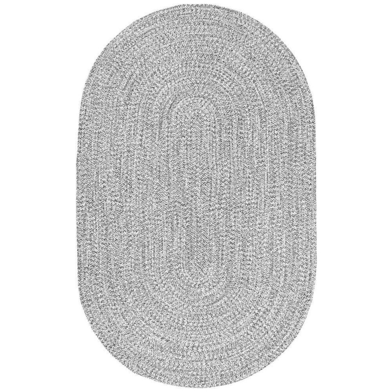 nuLOOM Lefebvre Casual Braided Salt & Pepper 8 ft. x 10 ft. Indoor/Outdoor Oval Patio Rug HJFV01C-76096O