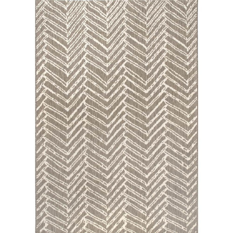 nuLOOM Macklin Contemporary Herringbone Brown 6 ft. x 9 ft. Indoor/Outdoor Patio Area Rug OWDN32A-63092