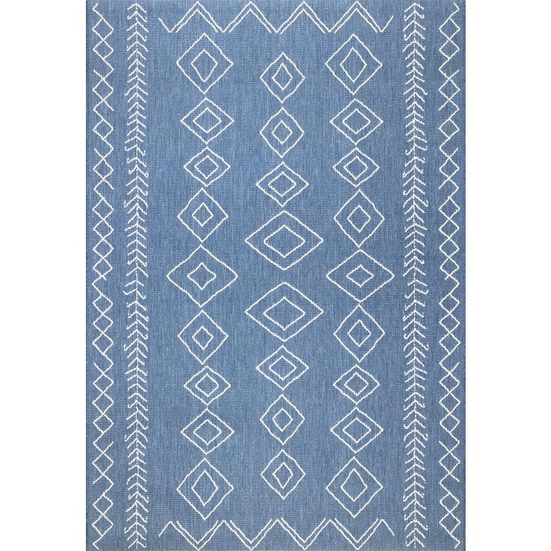 nuLOOM Serna Moroccan Diamonds Blue 7 ft. 6 in. x 10 ft. 9 in. Indoor/Outdoor Patio Area Rug OWDN23B-760109