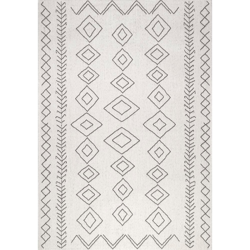 nuLOOM Serna Moroccan Diamonds Ivory 11 ft. x 15 ft. Indoor/Outdoor Patio Area Rug OWDN23A-11015