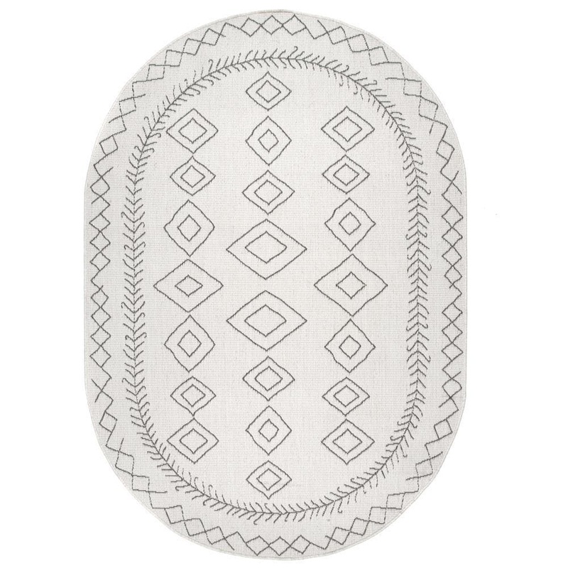 nuLOOM Serna Moroccan Diamonds Ivory 6 ft. x 9 ft. Oval Indoor/Outdoor Patio Area Rug OWDN23A-O609
