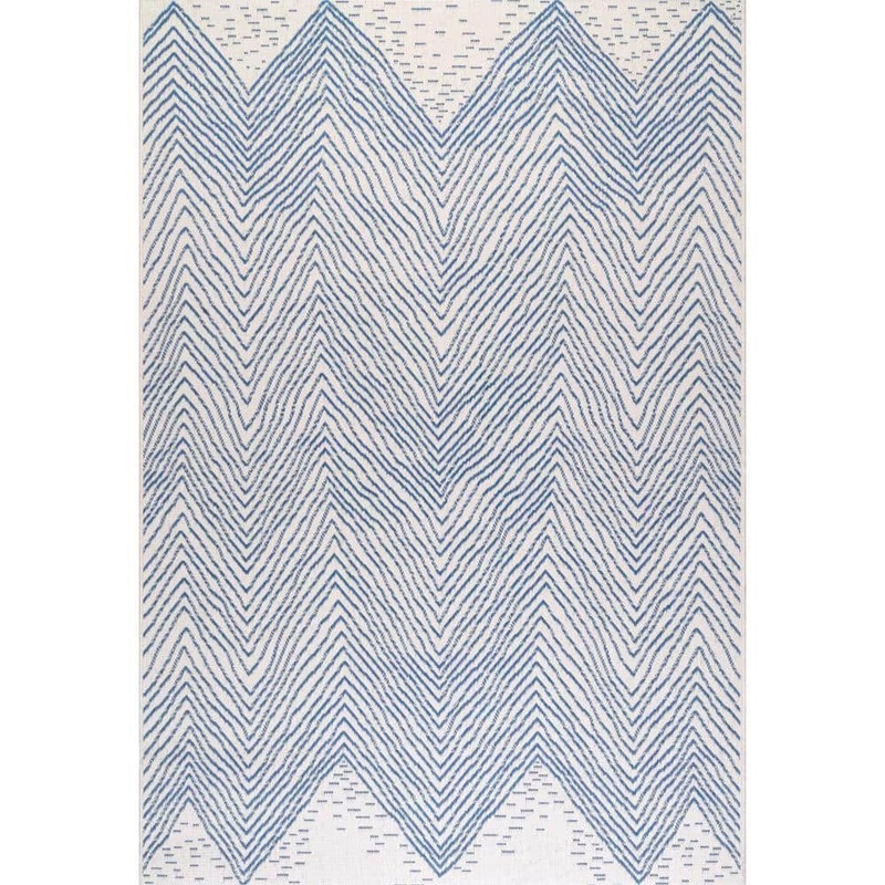 nuLOOM Wavy Geometric Blue 6 ft. x 9 ft. Indoor/Outdoor Patio Area Rug OWDN22A-63092