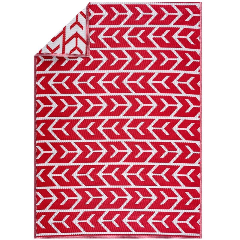 PLAYA RUG Amsterdam Design 6 ft. x 9 ft. Size Red & White 100% Eco-friendly Lightweight Plastic Indoor/Outdoor Area Rug Z-AMS-RW-6X9