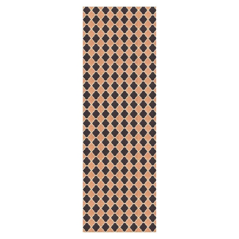 PLAYA RUG Heavy Duty Black and Beige 31 in. W x 37 ft. L Indoor/Outdoor Trellis Runner Rug TRL-BLK-31X37