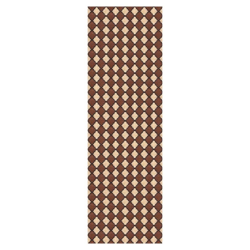 PLAYA RUG Heavy Duty Brown and Beige and Black 36 in. W x 47 ft. L Indoor/Outdoor Trellis Runner Rug TRL-BRW-36X47