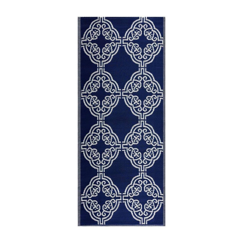 PLAYA RUG Marrakesh Navy Creme 2 ft. 3 in. x 6 ft. Reversible Recycled Plastic Indoor/Outdoor Area Rug PLY-MANC-2X6