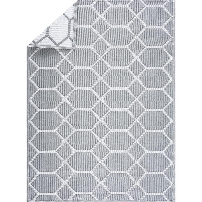 PLAYA RUG Miami Gray White 6 ft. x 9 ft. Reversible Recycled Plastic Indoor/Outdoor Area Rug-Floor Mat Z-MIA-GW-6X9