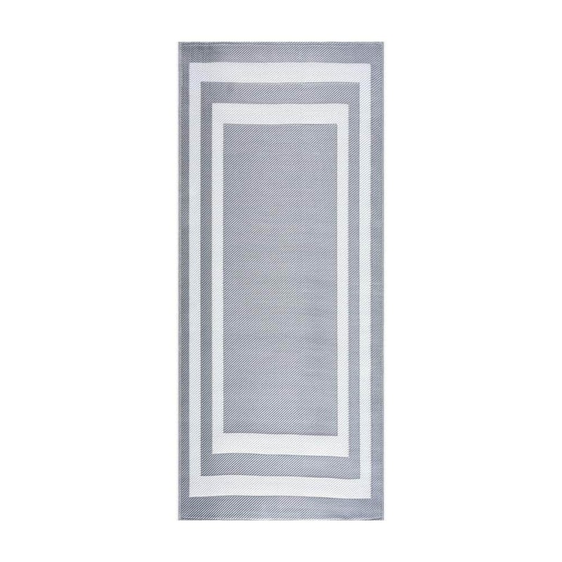 PLAYA RUG Paris Gray White 2 ft. 3 in. x 6 ft. Reversible Recycled Plastic Indoor/Outdoor Area Rug PLY-PRS-GW-2X6