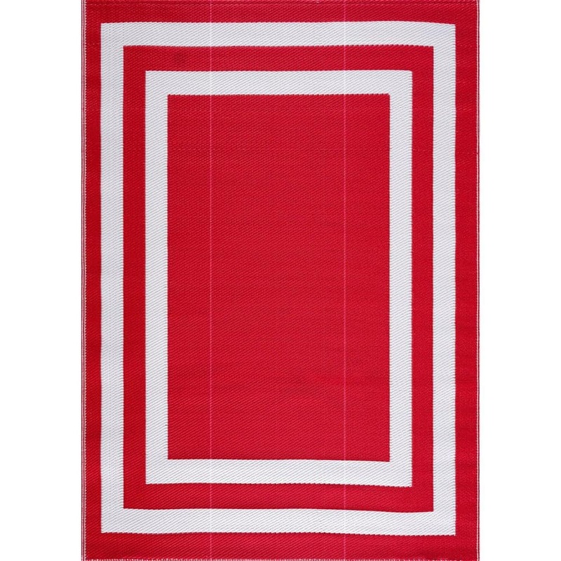 PLAYA RUG Paris Red and White 9 ft. x 12 ft. Folded Reversible Recycled Plastic Indoor/Outdoor Area Rug-Floor Mat PLY-F-PRS-RW-9X12