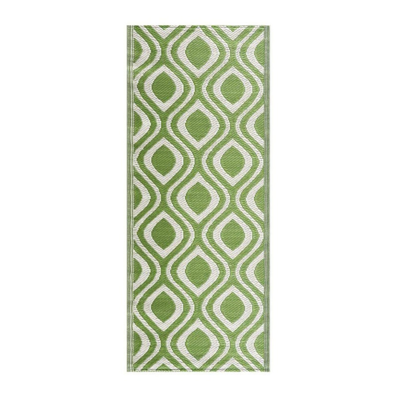 PLAYA RUG Venice Green Creme 2 ft. 3 in. x 6 ft. Reversible Recycled Plastic Indoor/Outdoor Area Rug PLY-VNC-GC-2X6