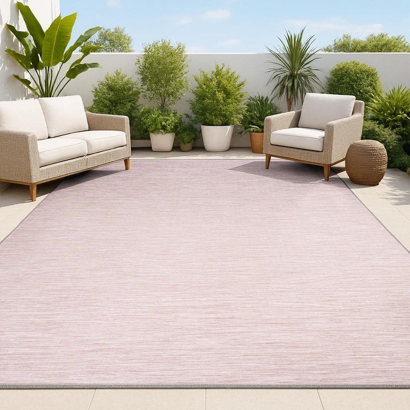 JONATHAN Y Ethan Modern Flatweave Pink 5 ft. x 8 ft. Solid Indoor/Outdoor Area Rug TSN100F-5