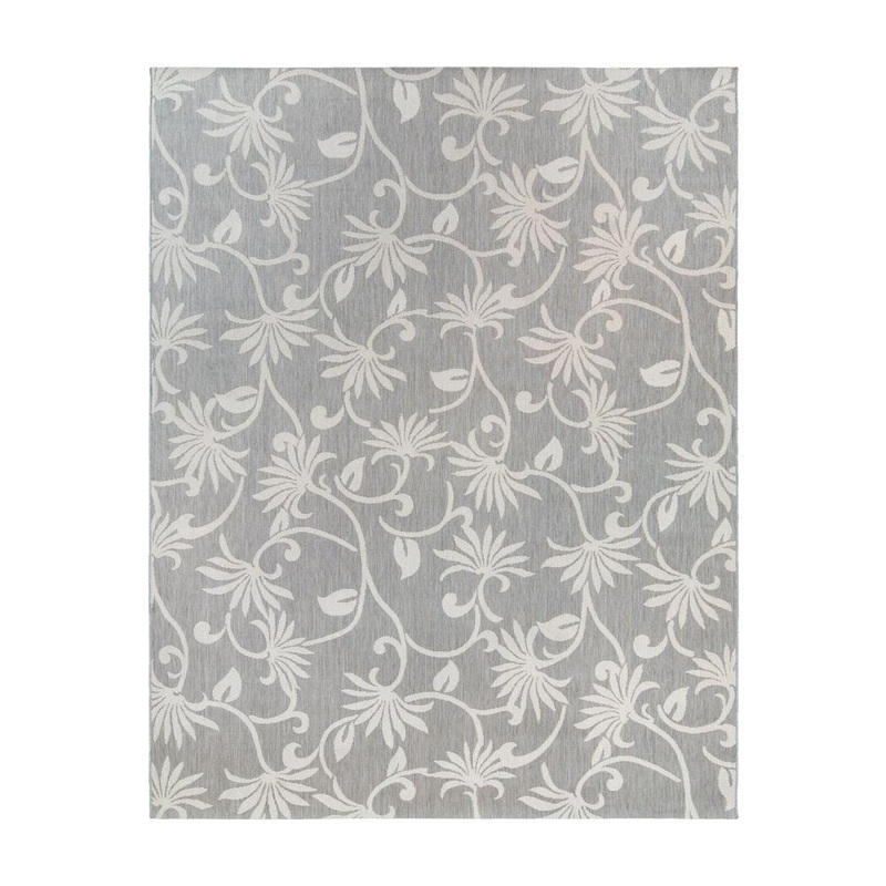 KONA COAST BY REYN SPOONER Paseo Polynesian Pareau Gray/Cream 6 ft. x 9 ft. Floral Indoor/Outdoor Area Rug 46679