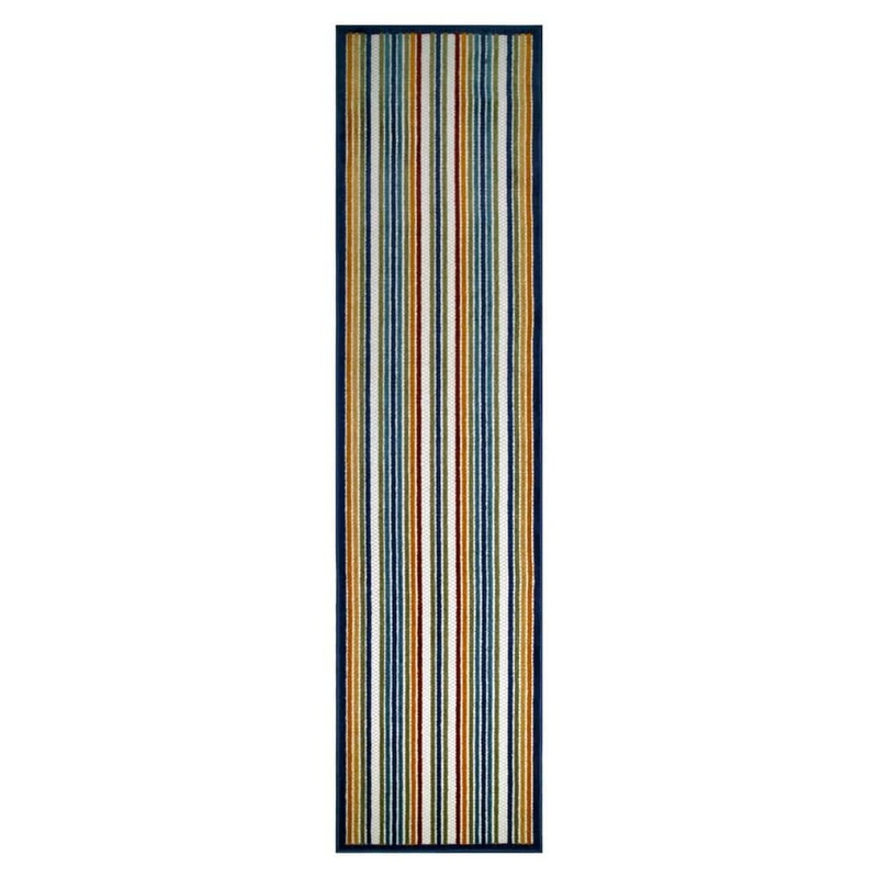 Leick Home Blithe Colorful Multi-Colored 2 ft. x 8 ft. Striped Polypropylene Indoor/Outdoor Area Rug Runner Rug 595009