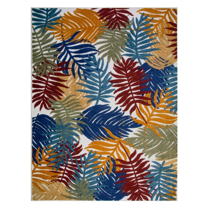 Leick Home Talipot Palm Multi-Colored 8 ft. x 10 ft. Floral Polypropylene Indoor/Outdoor Area Rug 595223